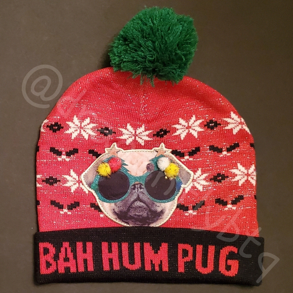 NEW LIST! "Bah Hum Pug" Knit Winter Hat